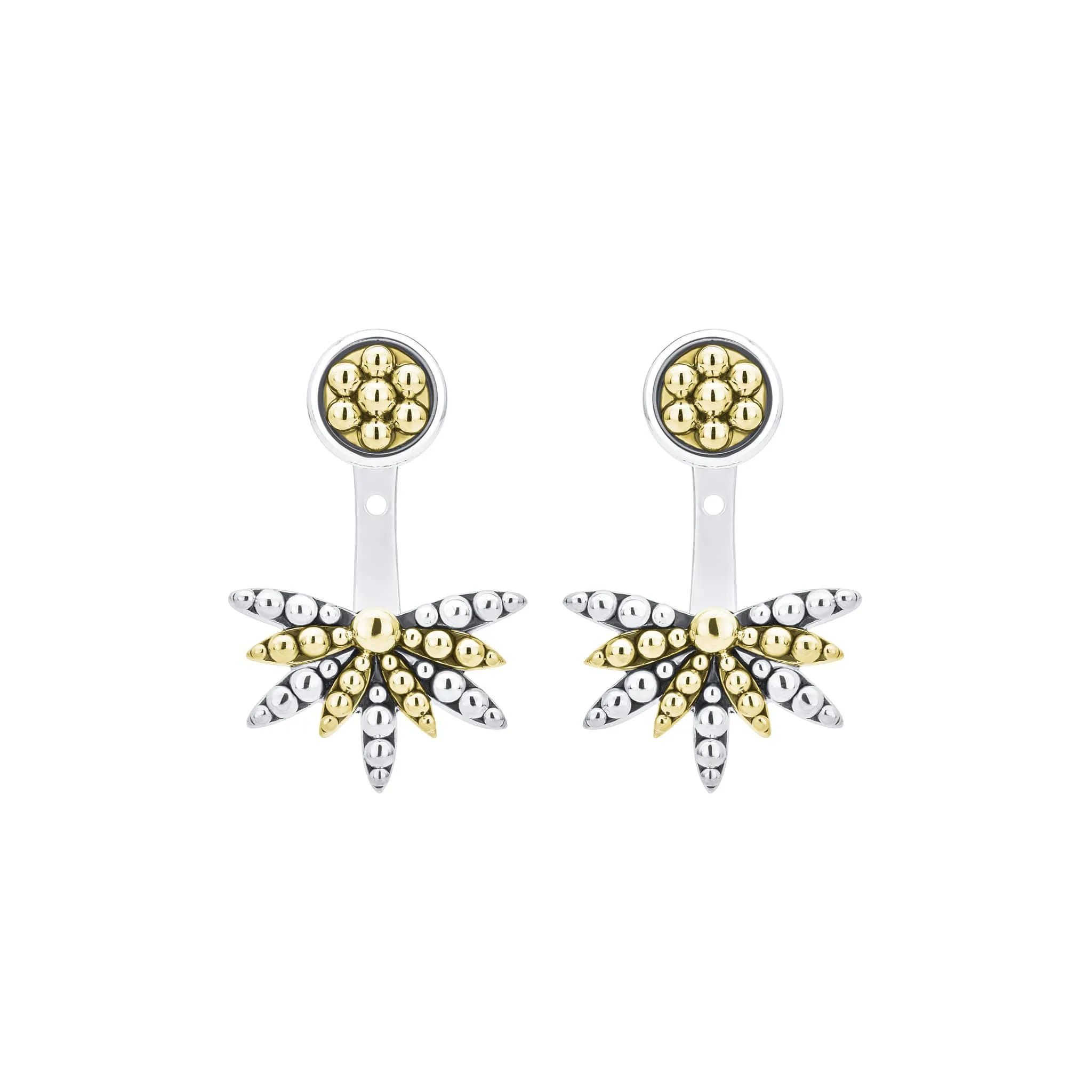 Signature Caviar Two-Tone Stud Earrings with Earring Jacket