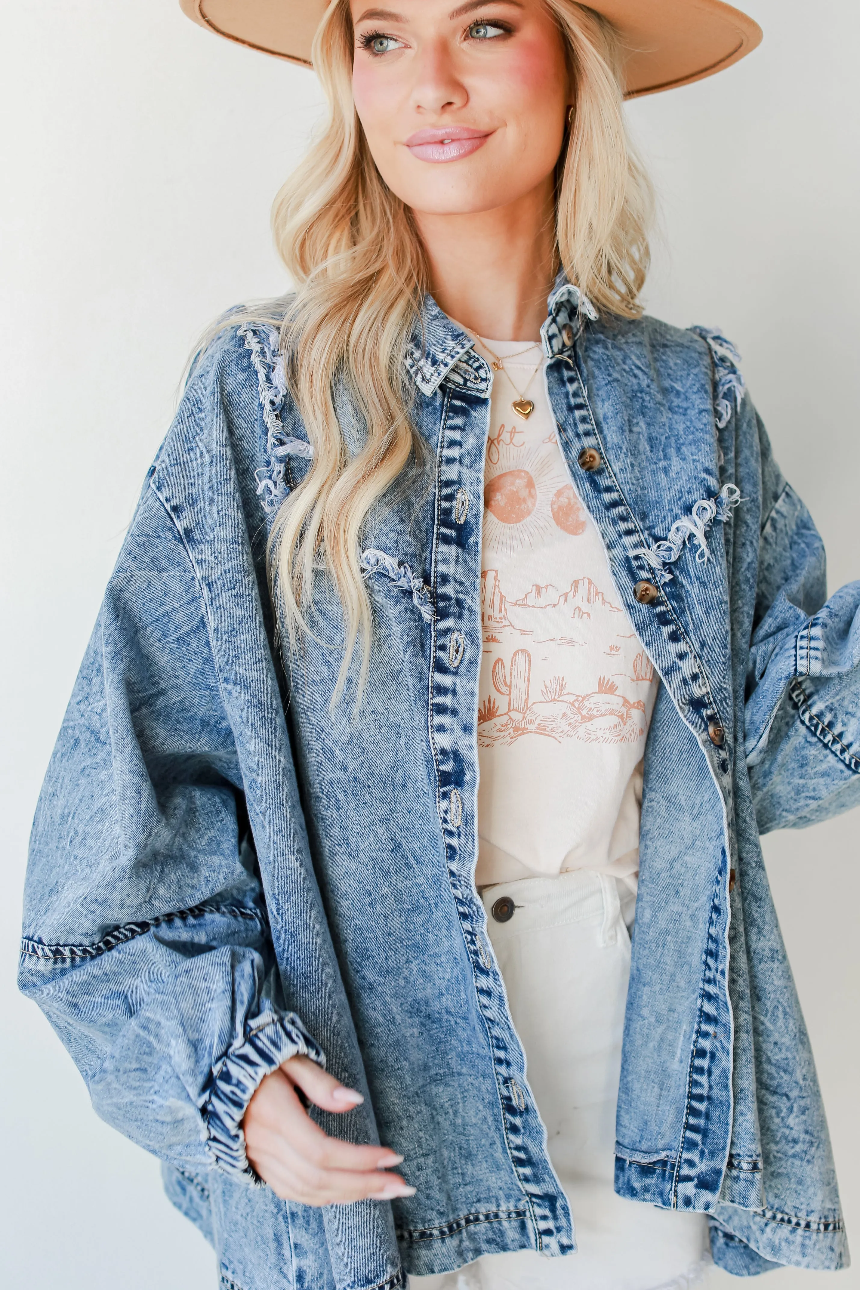 Spring Into It Frayed Denim Jacket