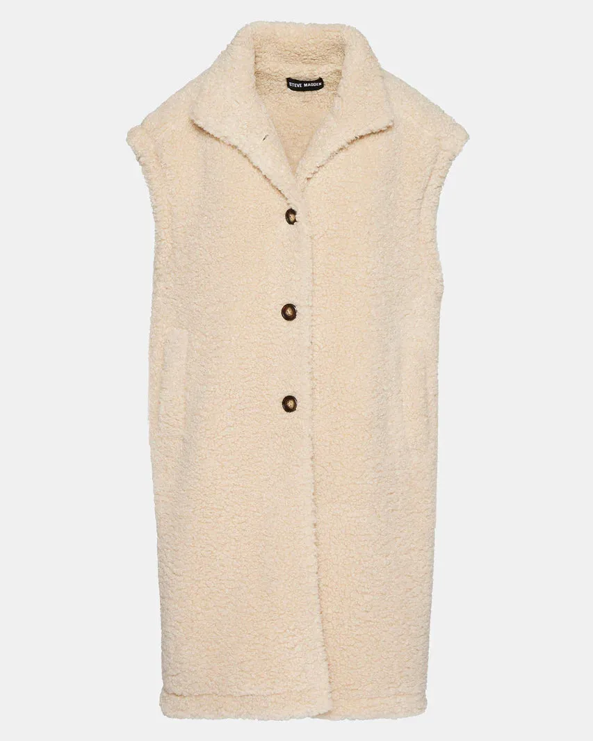 STE Long Sherpa Benit Vest in Natural