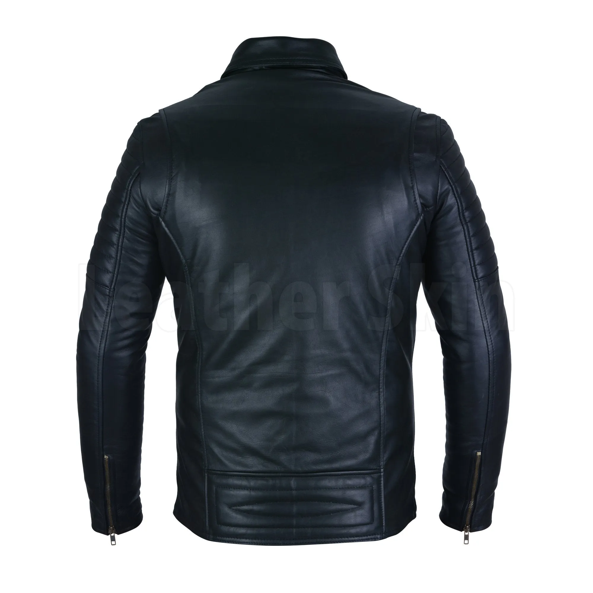 Stunning Black Asymmetric Genuine Leather Coat