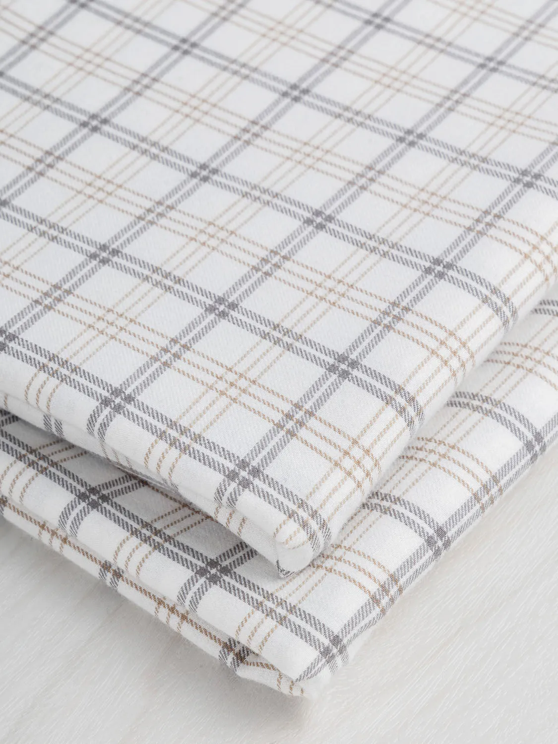 Tartan Cotton Flannel - Cream   Taupe   Grey