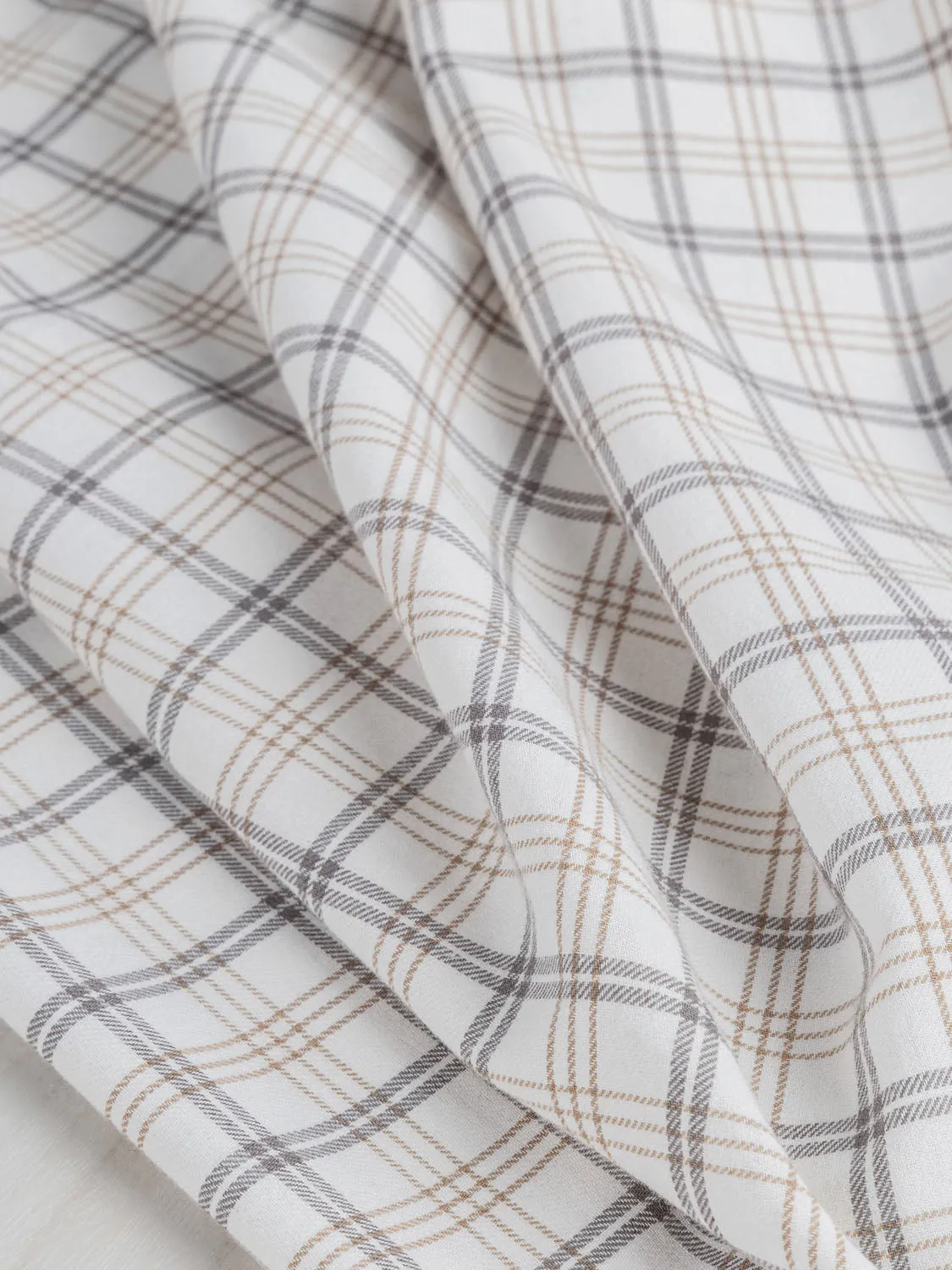 Tartan Cotton Flannel - Cream   Taupe   Grey