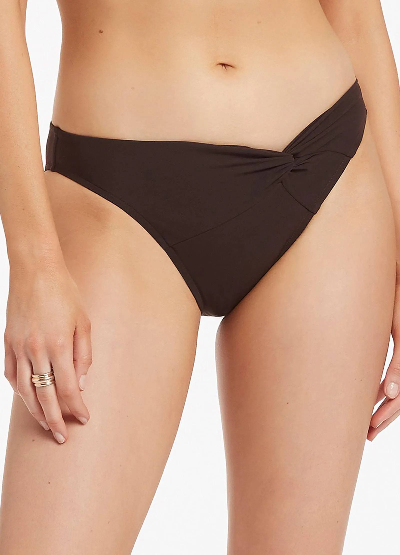 Twist Front Hipster Bikini Bottom - Chocolate