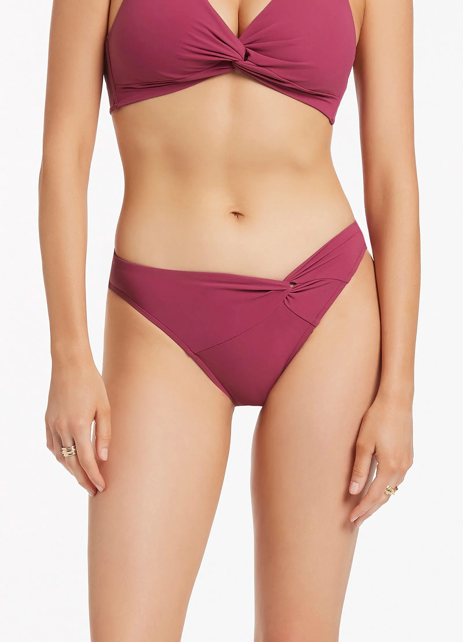 Twist Front Hipster Bikini Bottom - Orchid