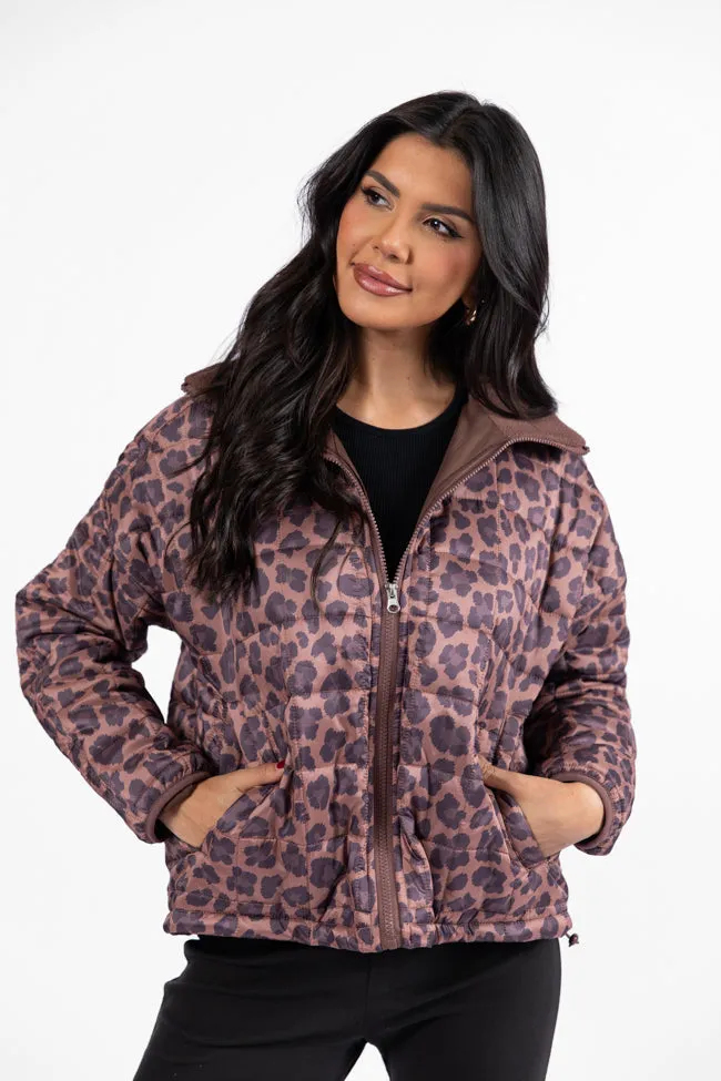 Vail Valley Brown Leopard Quilted Zip Up Jacket FINAL SALE