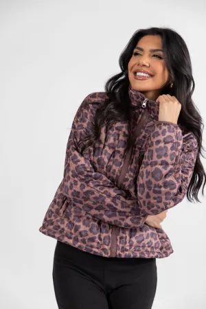 Vail Valley Brown Leopard Quilted Zip Up Jacket FINAL SALE