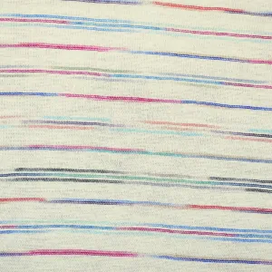 White-Multicolor Stripe Printed Rayon Stretch Spandex Jersey Knit Fabric