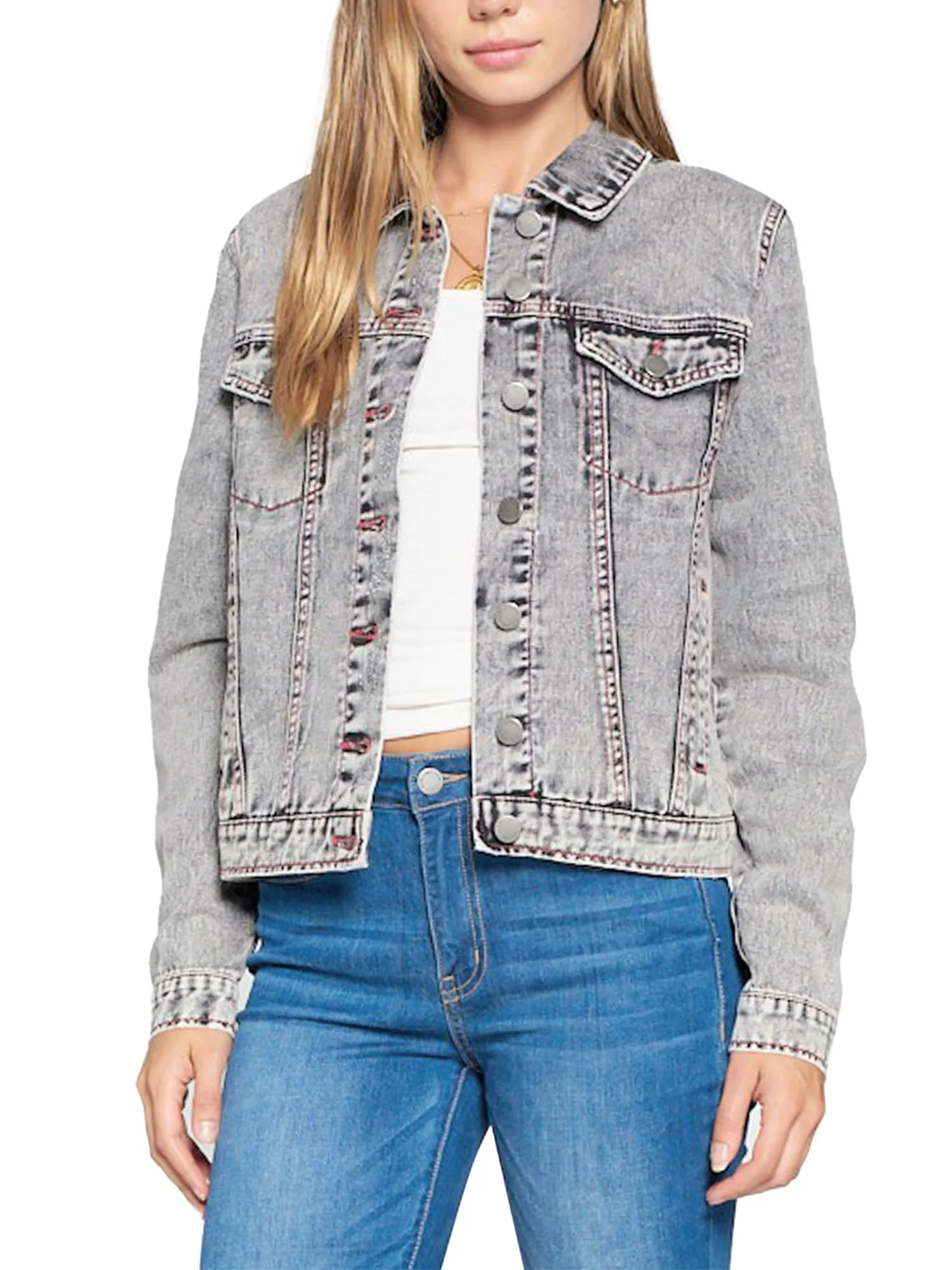 Women Casual Classic Long Sleeve Slim-fit Denim Jean Jacket (FWJ1115)