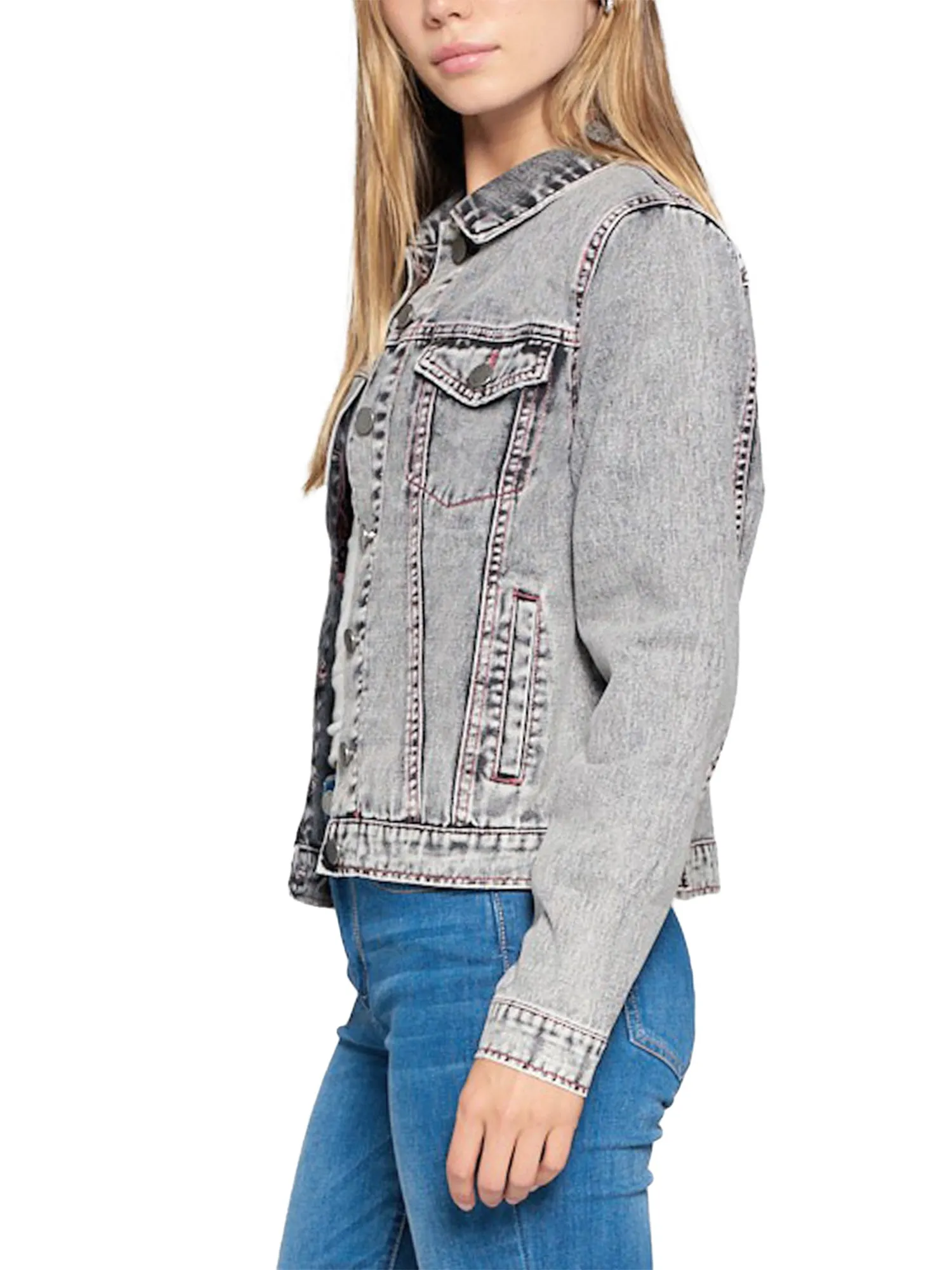 Women Casual Classic Long Sleeve Slim-fit Denim Jean Jacket (FWJ1115)