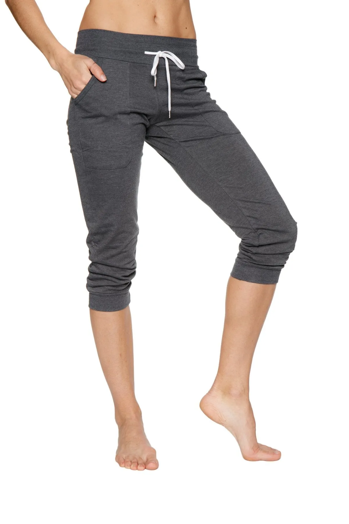 Women's Cuffed Jogger Yoga Pant (Solid Charcoal) by 4-rth