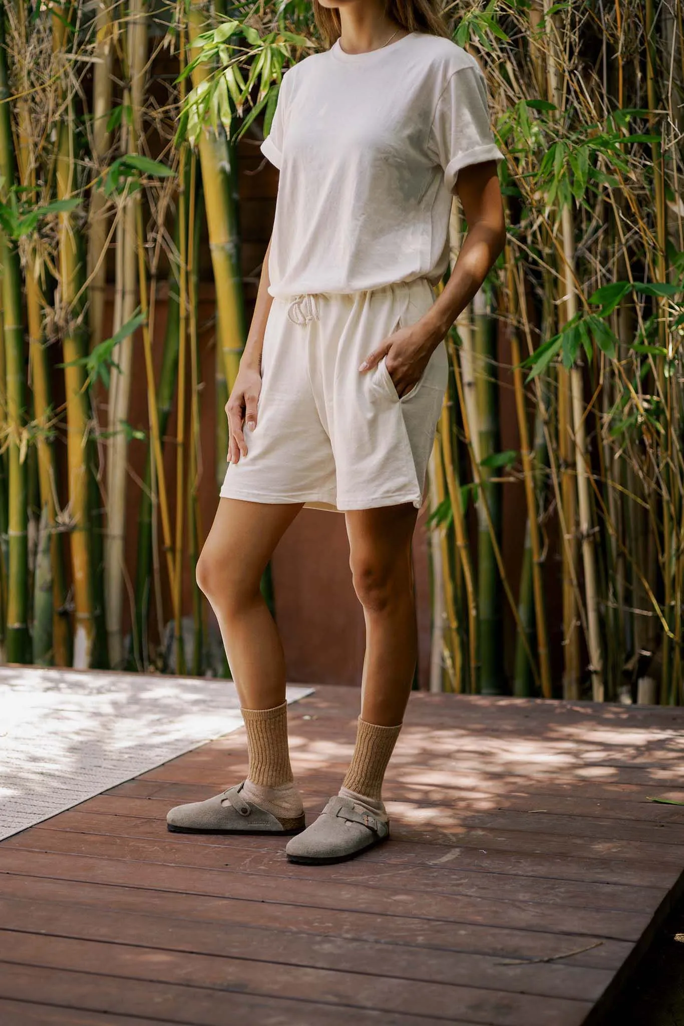 Women's Organic Lounge Shorts in Natural