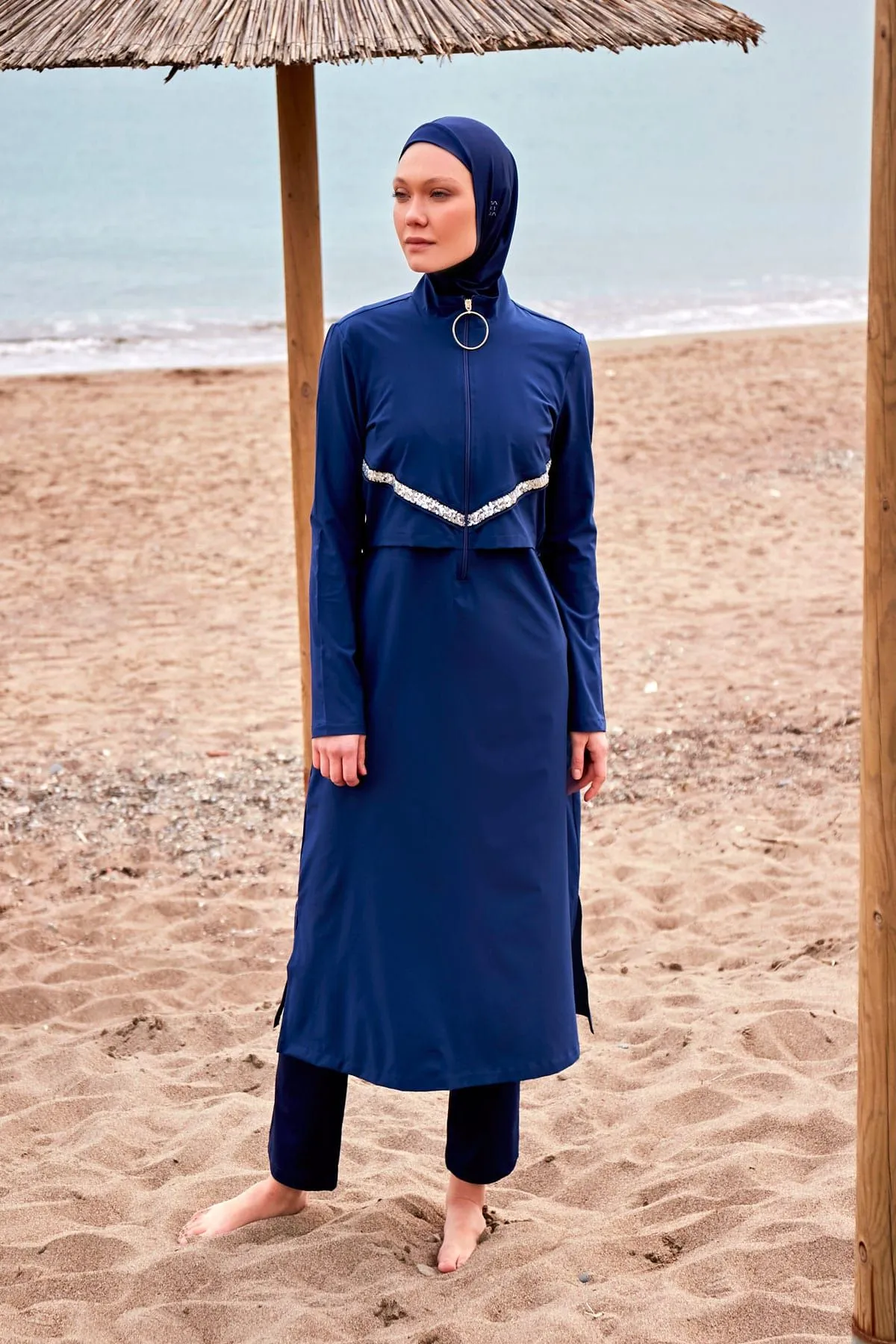 Woven Navy Burkini Modest Swimwear M2411