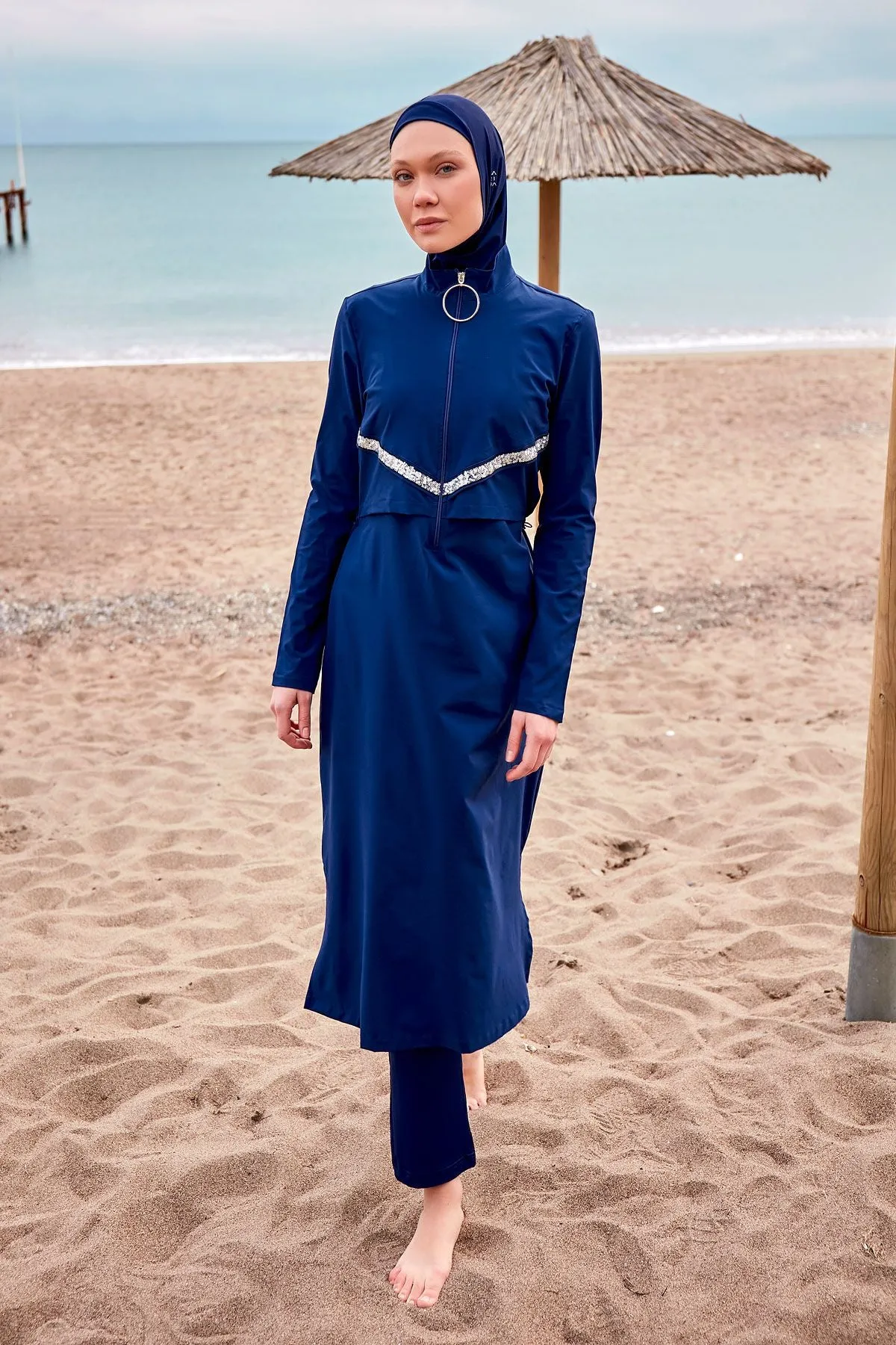 Woven Navy Burkini Modest Swimwear M2411