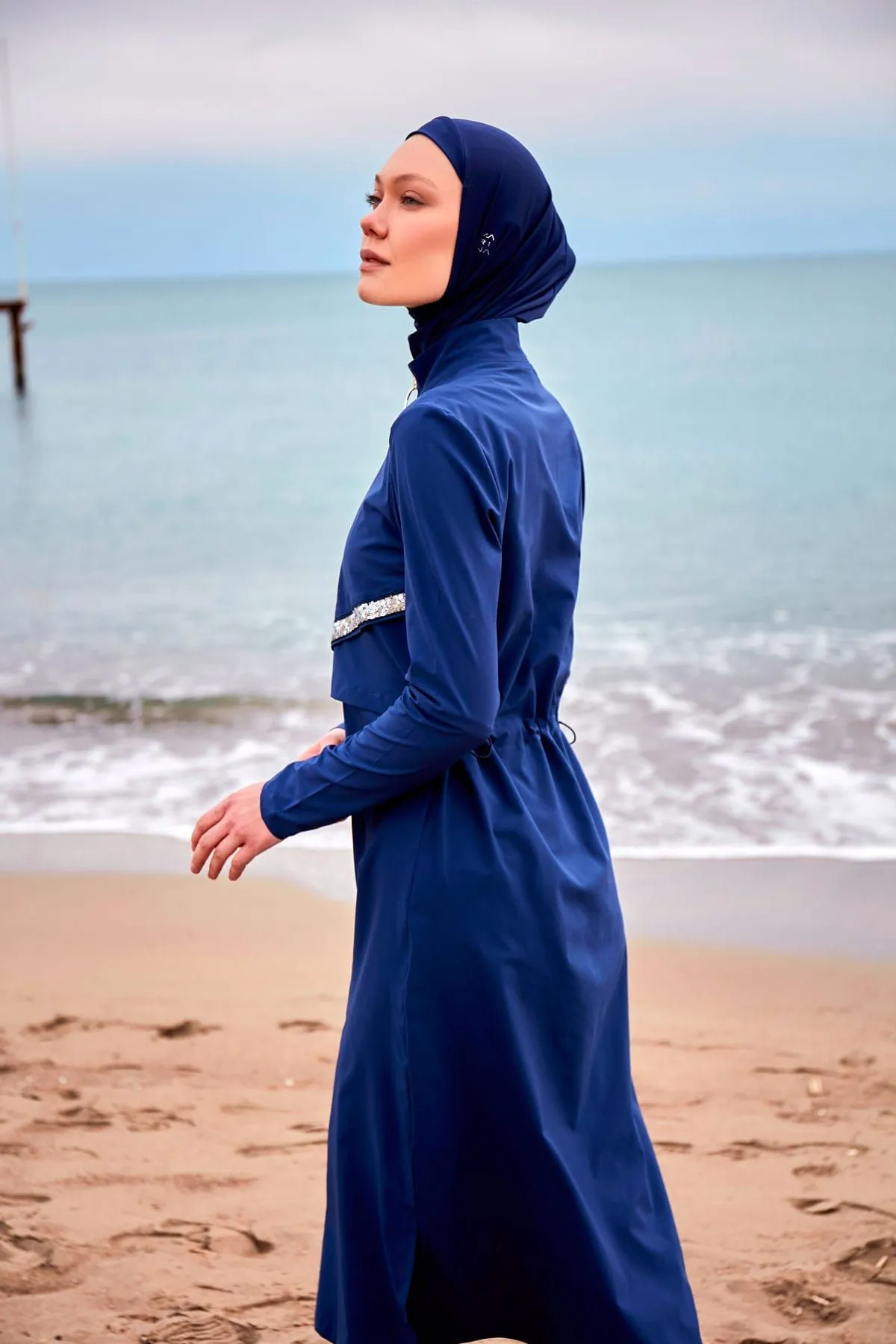 Woven Navy Burkini Modest Swimwear M2411