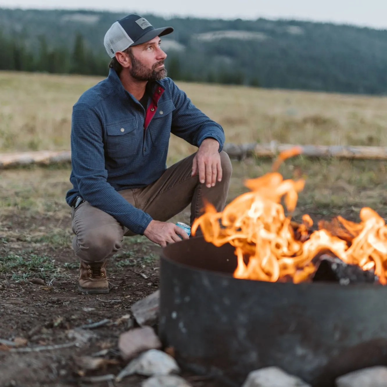 Yosemite Waffle Fleece Pullover | Mesa Blue